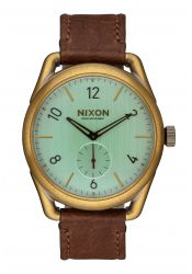 Nixon The C39 Leather Brass Green Crystal Brown Men´s Watch