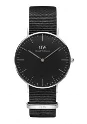 Daniel Wellington Classic Black Cornwall Silver 36mm