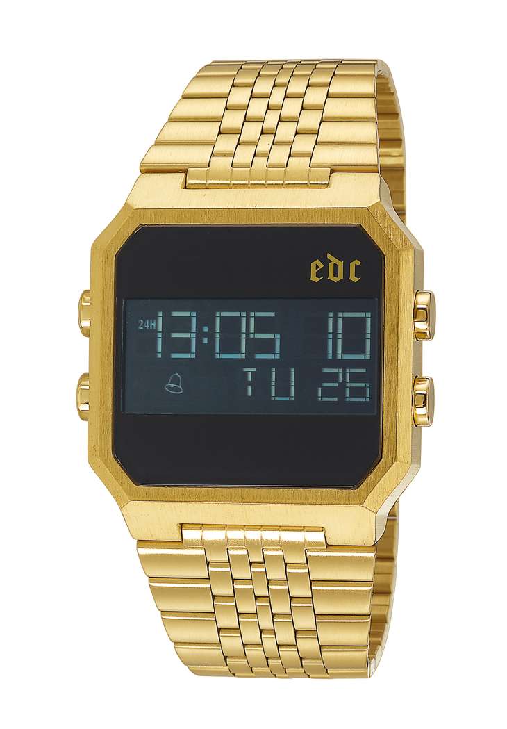 EDC Retro Digital Radio Controlledy Gold Men´s Watch nur 79.90