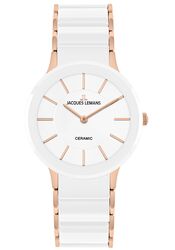 Jacques Lemans Women´s Watch Dublin HighTech Ceramic white / IP-rose