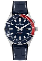 Jacques Lemans Men´s Watch Hybromatic Leather Red Blue