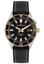 Jacques Lemans Men´s Watch Hybromatic / IP-gold black