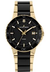 Jacques Lemans Women´s Watch Colmar HighTech Ceramic black / IP-gold