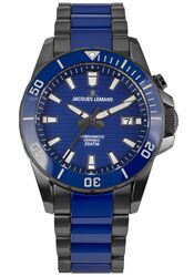 Jacques Lemans Men´s Watch Hybromatic Limited Edition Ceramic blue / IP-black