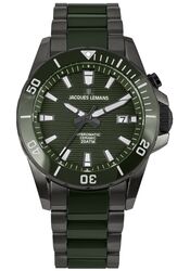 Jacques Lemans Men´s Watch Hybromatic Limited Edition Ceramic green / IP-black