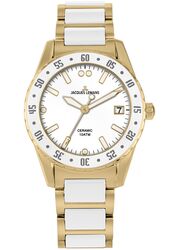 Jacques Lemans Women´s Watch Liverpool Special Edition HighTech Ceramic white / IP-gold