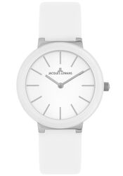 Jacques Lemans Women´s Watch Monaco Special Edition HighTech Ceramic white / Leather-Strap