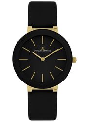 Jacques Lemans Women´s Watch Monaco Special Edition HighTech Ceramic black / IP-gold / Leather-Strap