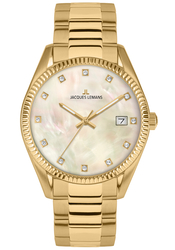 Jacques Lemans Women´s Watch Derby Anniversary Watch 50 Years JACQUES LEMANS Mother of Pearl-Dial / Chrystals / IP-gold