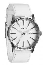 Nixon The Sentry Leather Silver/White Men´s Watch