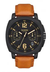 Nixon The Charger Chrono Leather All Black / Light Brown