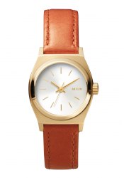 Nixon The Small Time Teller Leather Light Gold / Saddle