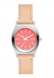 Nixon The Small Time Teller Leather Bright Coral Natural Ladies´ Watch