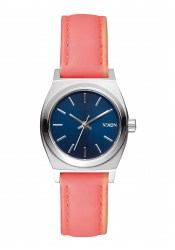 Nixon The Small Time Teller Leather Navy Bright Coral Ladies´ Watch