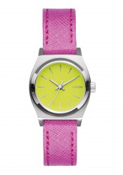 Nixon The Small Time Teller Leather Neon Yellow Hot Pink Ladies´ Watch