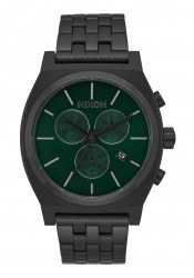 Nixon The Time Teller Chrono All Black / Green Sunray