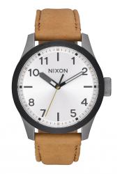 Nixon The Safari Leather Gunmetal / Silver / Tan